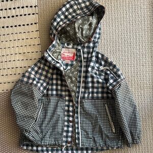 THE GREAT. Green and White Gingham Hooded Utility Jacket